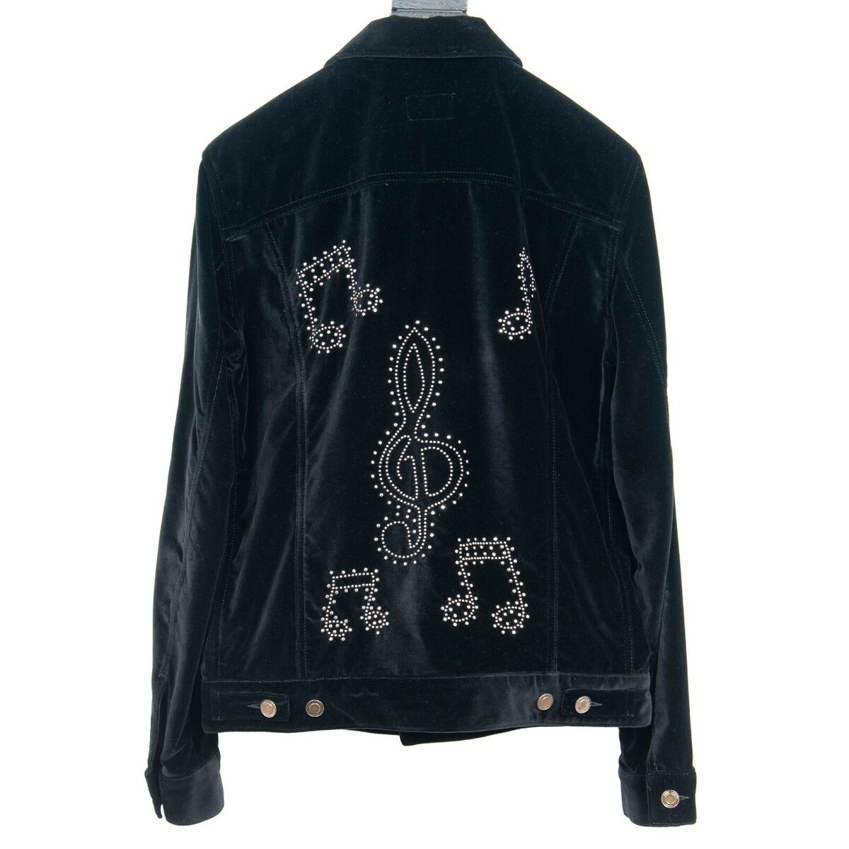 Saint Laurent Men Music Notes Trucker Jacket Small Black Saint Laurent Men Music Notes Trucker Jacket Small Black
