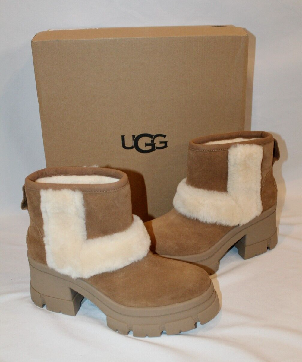 Ugg Women's Brooklyn Sunburst Waterproof Suede Fur Lug Platform