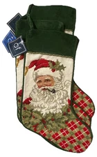 C&F Wool Needlepoint Christmas Stockings Old World Santa Claus NWT- 4 -Holiday