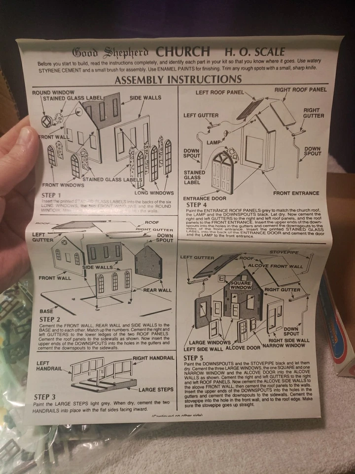 Life-Like Town Church Kit - Model Train Building - HO Scale - #1350 - For Parts - Image 3 of 4