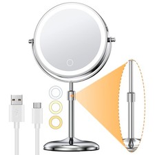 Gospire 7" Lighted Makeup Mirror with Magnification 10X/1X, Height Adjustable 