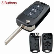 3 Buttons Car Key Fob Case Shell Replacement Flip Folding Uncut Blade