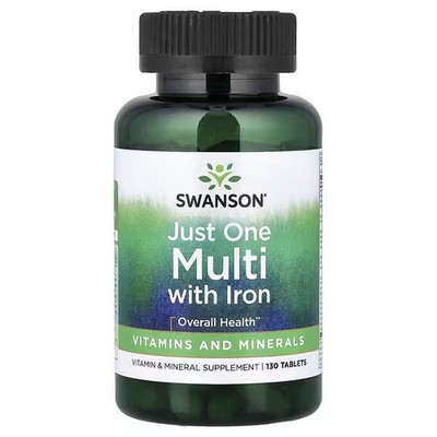Swanson Vitamins, Just One Multi with Iron, 130 Tablets