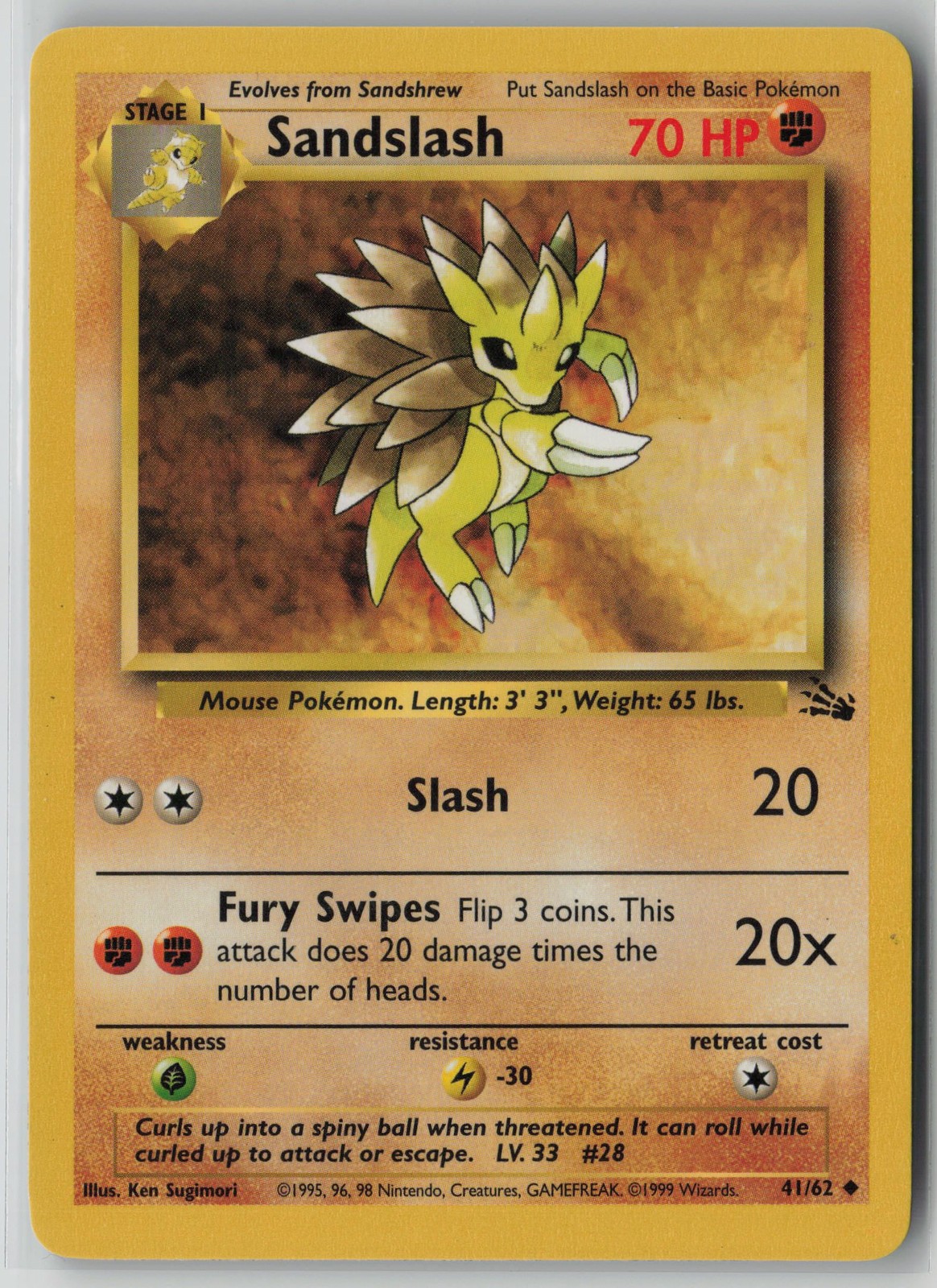 Sandslash 62/110 Pokemon Legendary Collection Uncommon Heavily Played