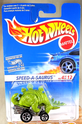 #ad #ad 1995 Hot Wheels International Card SPEED A SAURUS 4 12 Green w 5 Sp #345 $9.66