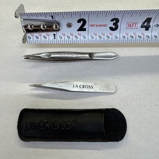 Vintage LA CROSS Tweezers - USA - 3" Straight Tip And A Revlon Pair Of Tweezers