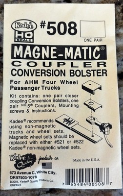 HO Scale Kadee 508 AHM 4 Wheel Conversion Bolster for Passenger Cars