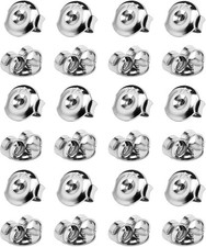 24PCS 925 Silver Earring Backs Replacements, 18K White Gold white gold-24pcs