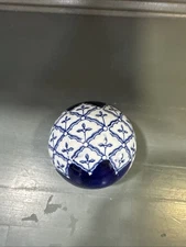 Pier 1 Chinoiseries Blue and White Ceramic Carpet Ball  Porcelain Decoration