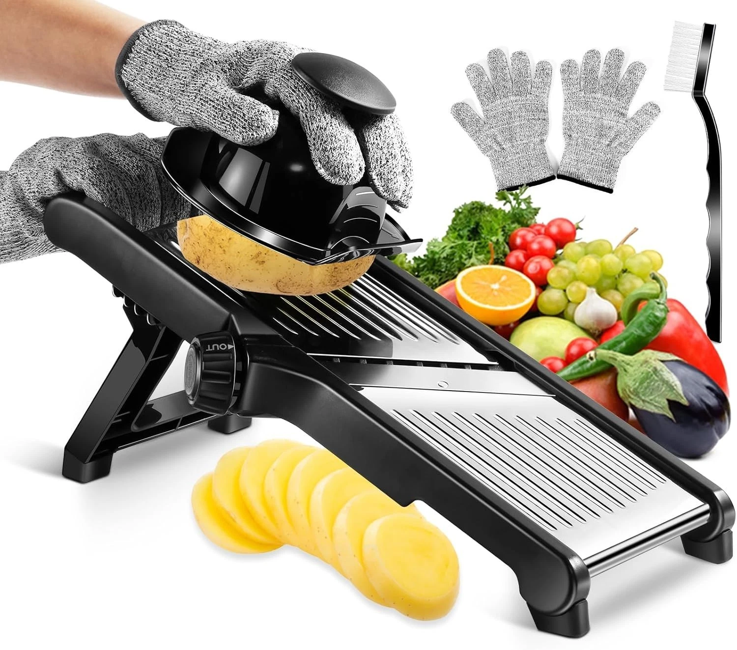 MASTERTOP Mandoline Vegetable Slicer Mandolin Food Slicer Stainless