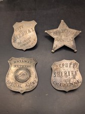  VINTAGE ANTIQUE ESTATE LOT BADGES MARSHALL DEPUTY SHERIFF CHEYENNE RAILWAY 