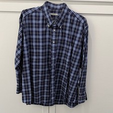 Burberry London Men’s XXL Blue Plaid Check Button Down Shirt Made in USA