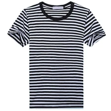 Stylish Men's Blue and White Striped Tshirt with Short Sleeves for Sports