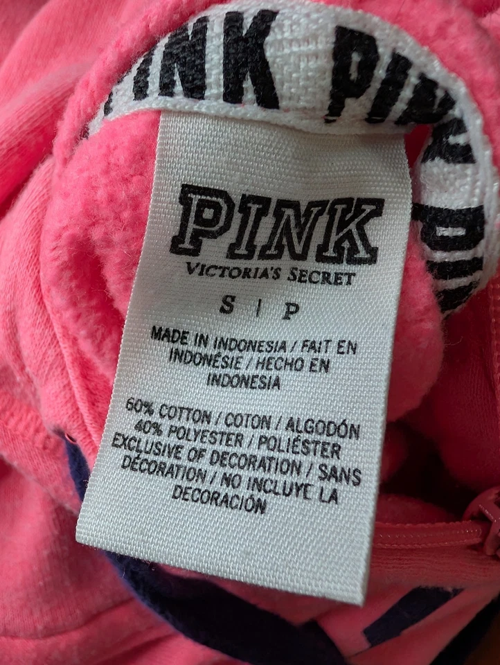 Sudadera con Capucha ROSA Victorias Secret Love S Cuarto Cremallera Logo Sudadera Gran Tamaño Preparación Foto 4 de 4