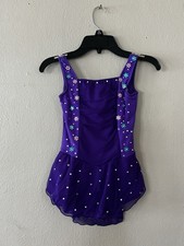Purple Floral Swarovski Ice Skating Dress age 6 Girls Dance Dress