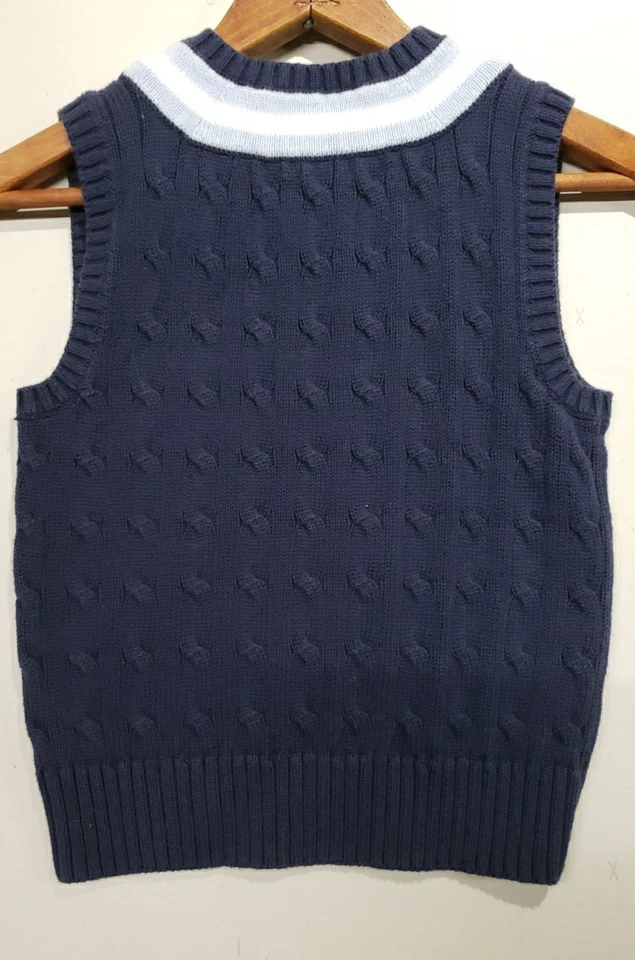 Chaleco suéter tejido con cable azul marino Ralph Lauren para niño talla 6 pulóver 100 % algodón Foto 2 de 4