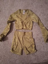 Gym Shark Women's Set Camo Green Size Small Shorts And Longsleeve