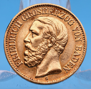Baden 10 Mark 1888 G Friedrich 3 98 Gramm 900 Gold Ss Jaeger 186