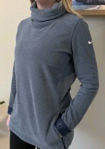 Nike Therma Dri Fit Damen Fleece Langarm grau Gr. L Mock Rollkragen Pullover