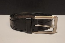 Cole Haan Black Leather Belt Mens 32 / 80 EU Silver Buckle Classic Dress