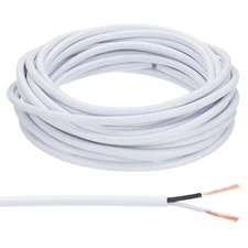 25Ft 18/2 PVC Covered Wire, 300V UL Listed Round Electronic Wire, White