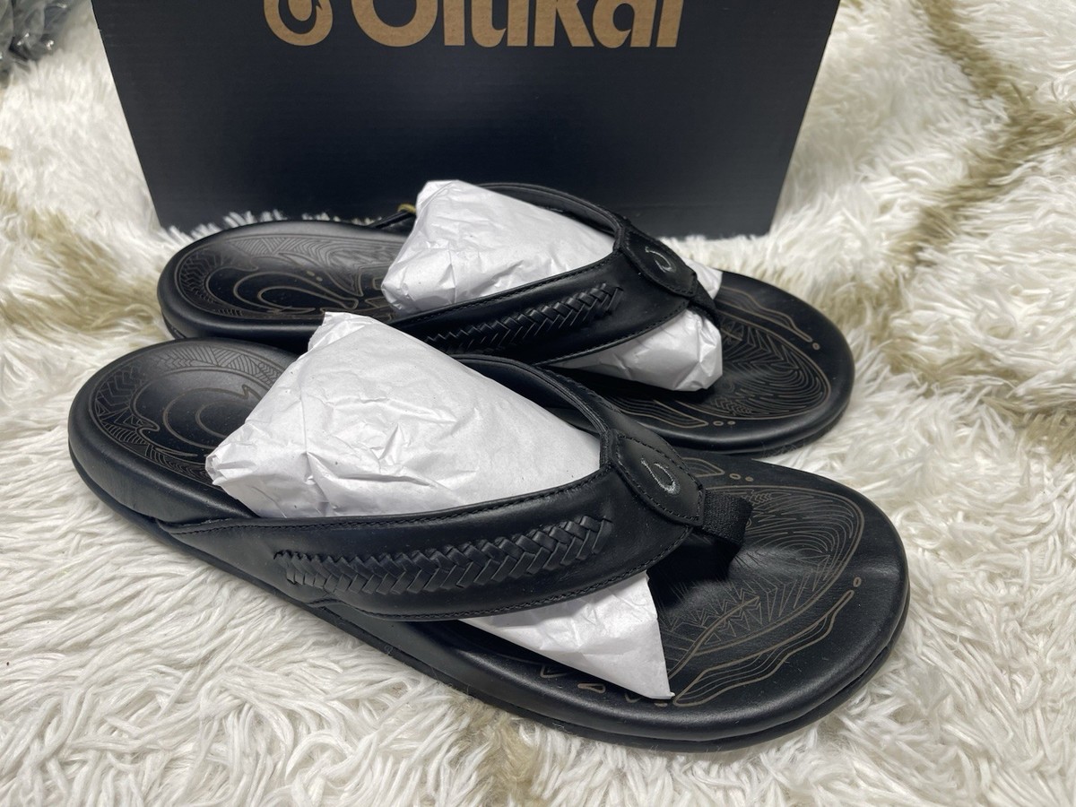 🧡*NIB*OluKai Men's Size 10 Mea Ola Mano Leather Beach Sandals