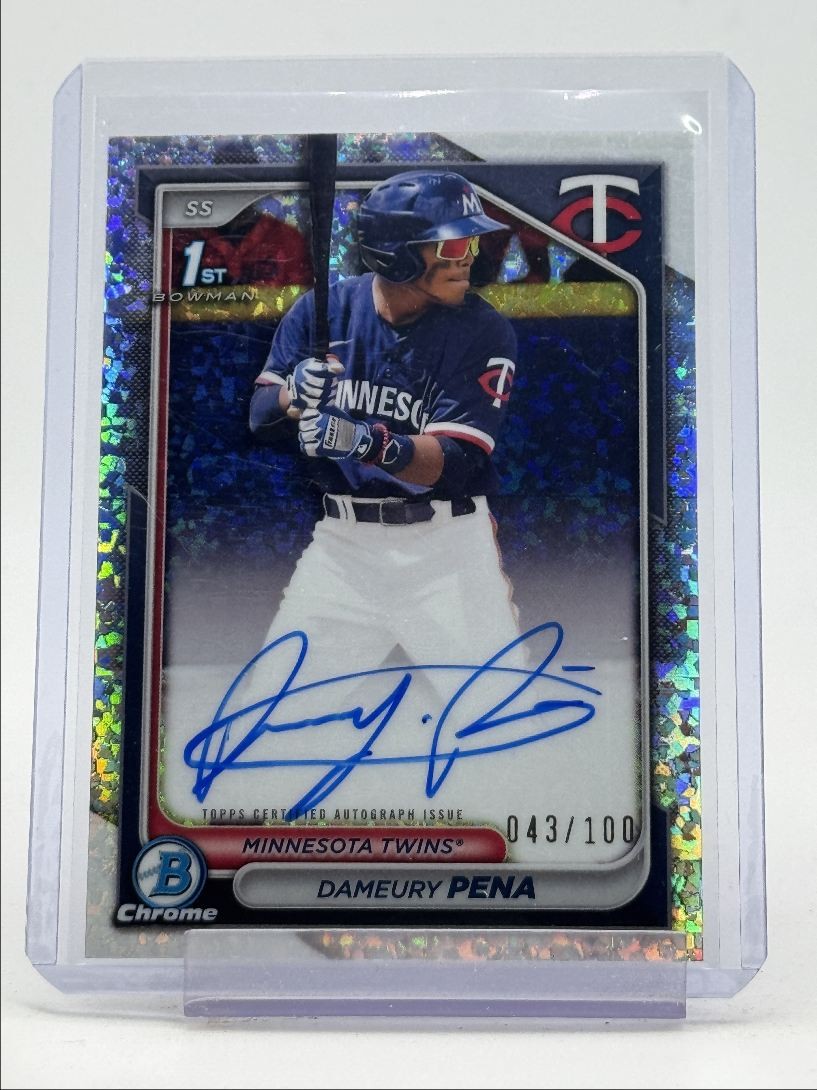 DAMEURY PENA 2024 BOWMAN CHROME 1ST MINI DIAMOND REFRACTOR A AUTO /100 Q2754