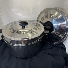 Vtg EKCO MCM 6 Qt Saucepot with 2 Lids Pot Double Boiler Made in USA M7766