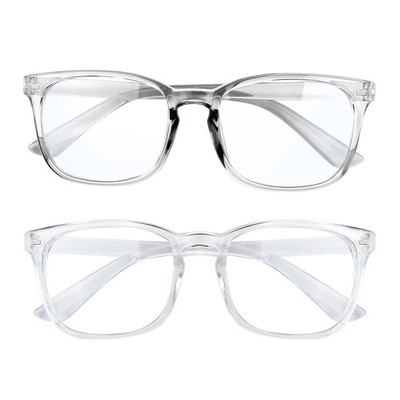 AFNWQI Fashion Square Blue Light Blocking Glasses - 2 PCS, Grey + Transparent