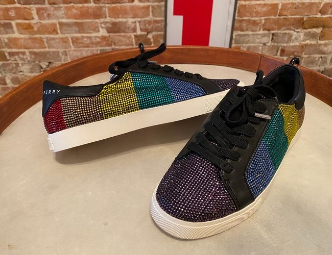 Katy Perry Rainbow The Rizzo Crystal Stone Sneakers Lace-up Mardi Gras ...