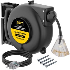 TerraBloom 45 Ft Retractable Extension Cord Reel - 2 In 1 Mountable & Portable P