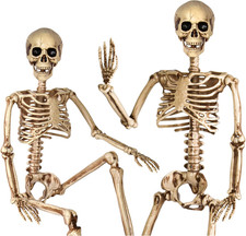 2 Pack 36" Posable Skeleton Halloween Decorations 3FT Outdoor Yard Distressed