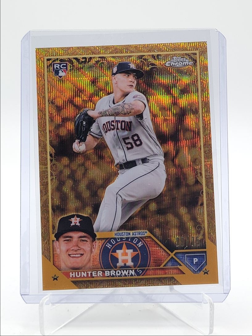 HUNTER BROWN 2023 TOPPS CHROME GILDED ROOKIE WAVE REFRACTOR RC /75 Q0398
