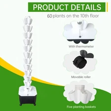 Vertical 60 Pots Hydroponics Tower Set Hydroponic Growing System Indoor&Outdoor