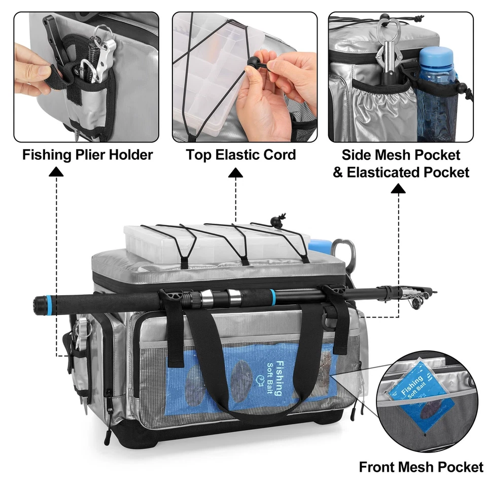 Estuche para bolsa de almacenamiento de aparejos de pesca con base rígida de EVA para cajas de aparejos, pesca... Foto 4 de 4