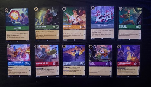 Disney Lorcana Wilds Unknown 10 Card Lot Common Uncommon EN12 Near Mint