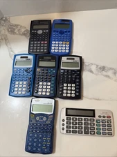 Lot Of 7 Solar Calculators. 2 Cassio, 3TI, 1 Sharp. 1 Date XX Not Working
