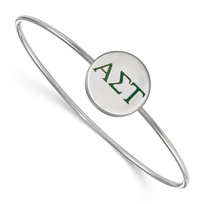 Sterling Silber Rh-plattiert LogoArt Alpha Sigma Tau emailliert Slip-On Armreif