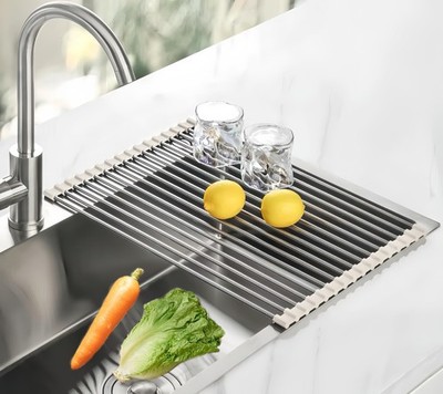Roll Up Dish Drying Rack, 17.7'' x 11.8'' Over The Sink Dish Drying Rack, Kitch...