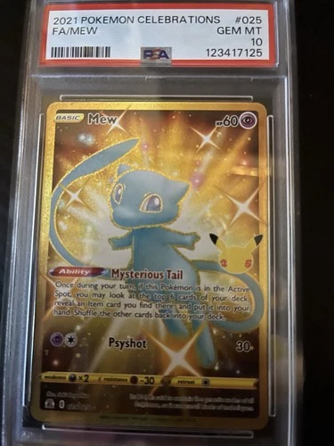 🚀 2021 Pokemon Celebrations Mew #025/025 🔥 Secret Rare Holo Full Art 💎 PSA 10