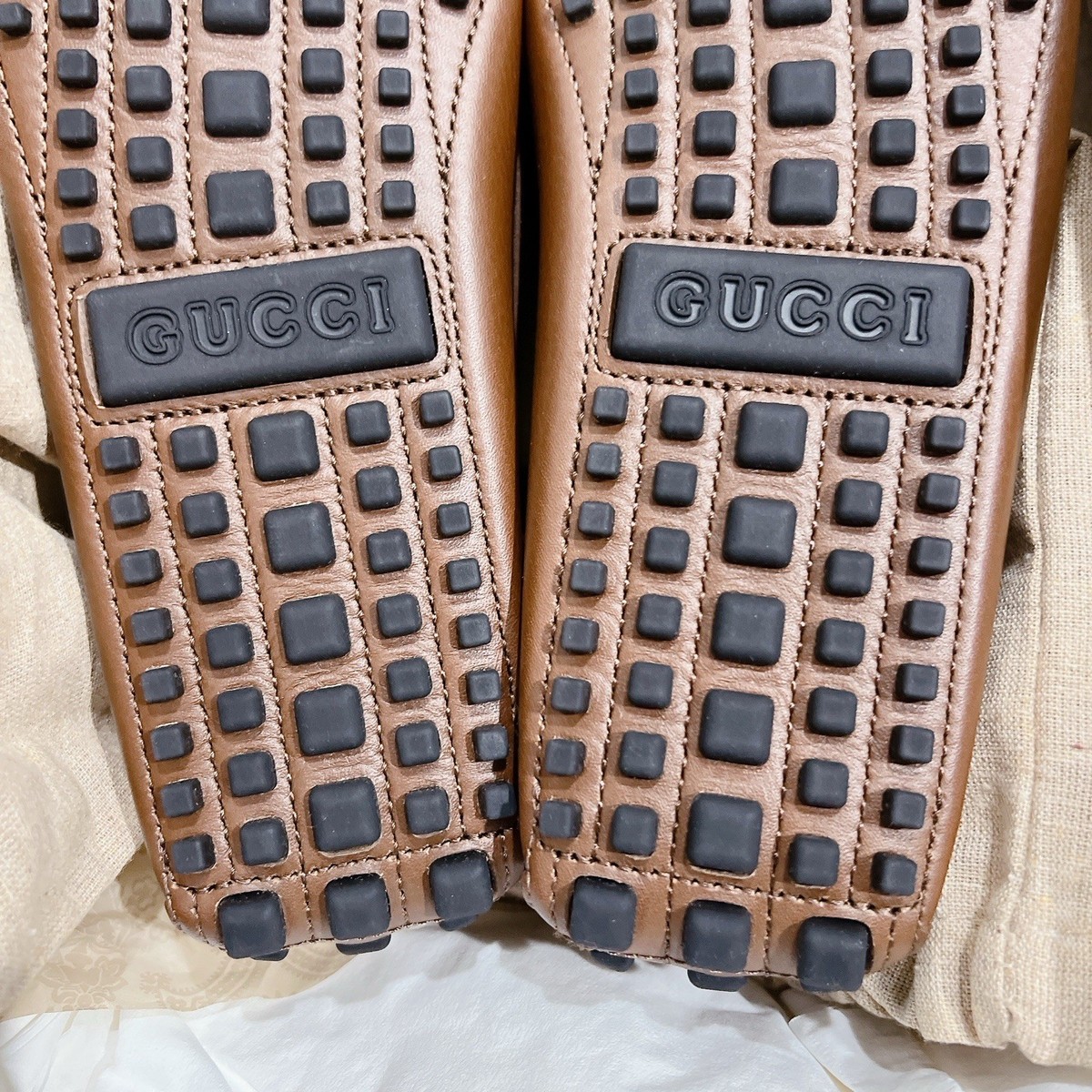 Gucci Supreme GG Interlocking Loafer Driving Shoes Mens Brown UK 8.5 US 9 Gucci Interlocking G suede driving shoes Gucci main image 3