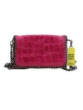 Borsa donna Made in Italy rosa stampa animalier 100% pelle tracolla