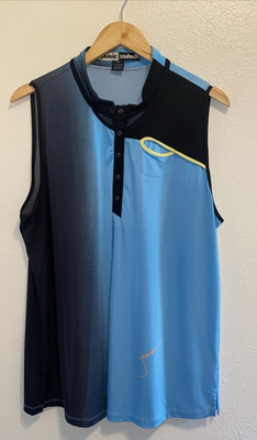 Jamie Sadock Blue Black Ombre Sleeveless Top Shirt Golf 1/4 Zip Size XXL 2XL