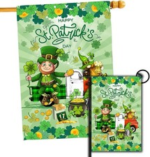 NEW 2 St Patricks Day Garden Flags 12X18 28x40 in Double Sided Outside Shamrocks