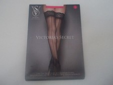NWT VICTORIA'S SECRET Pink Lace Top Back Seam Thigh Highs Hosiery Sz L