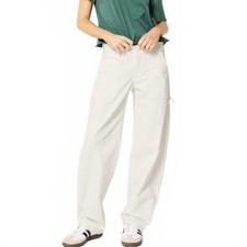 Hollister Low Rise Baggy Cargo Carpenter Pants Women's 14 White 32 Waist Tapered