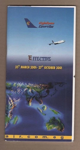 EgyptAir Timetable  March 25, 2001 =