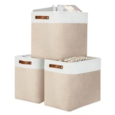 Large Storage Baskets for Organizing, Canvas Storage Bins Big Baskets With Ha...
