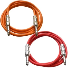 Seismic Audio - SATRX-2-2 Pack of 2' 1/4" TRS Male to 1/4" TRS Male Patch Cables