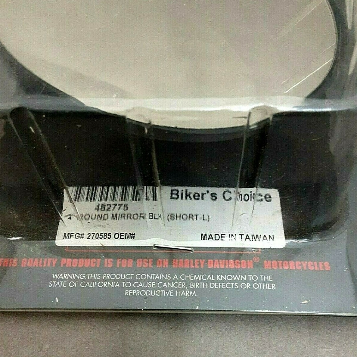 NEW Biker's Choice 270585 4in. Round Mirror - Left - Black NEW Biker's Choice 270585 4in. Round Mirror - Left - Black